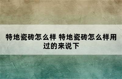 特地瓷砖怎么样 特地瓷砖怎么样用过的来说下